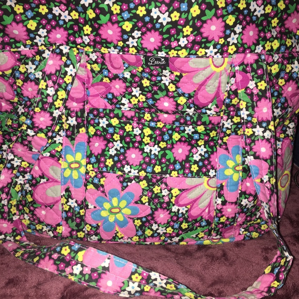 Flowered Fabric Tote Handbag